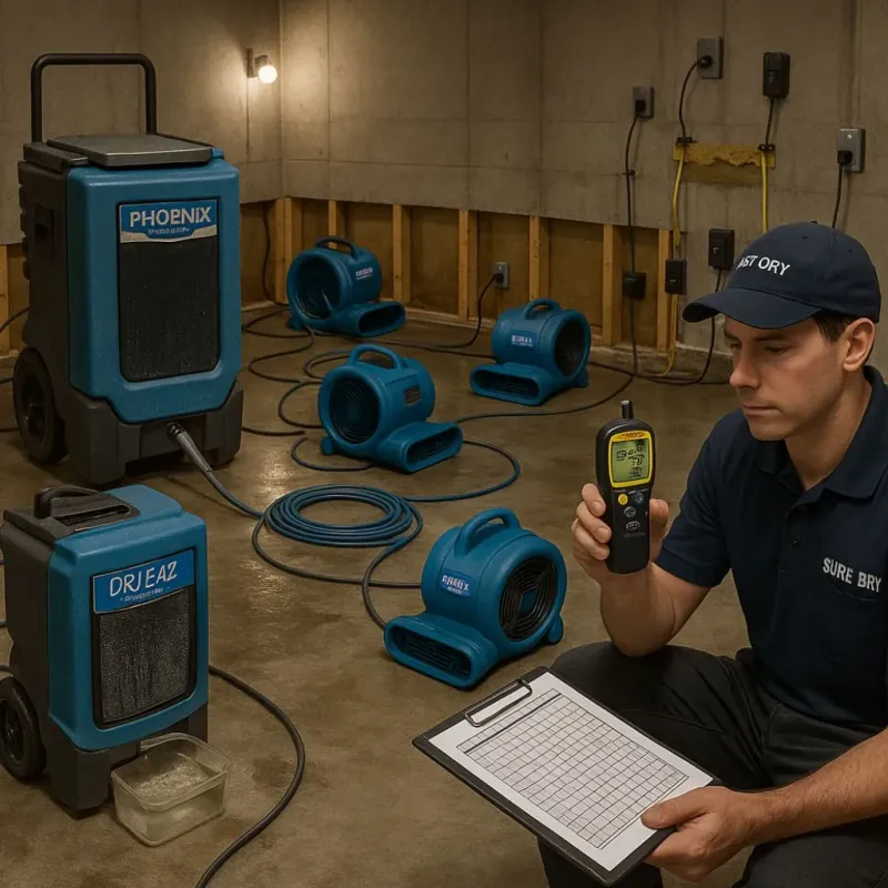 Structural Drying and Dehumidification process in Rainbow City, AL